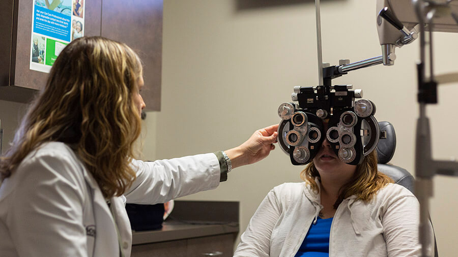 Eye examination in progress