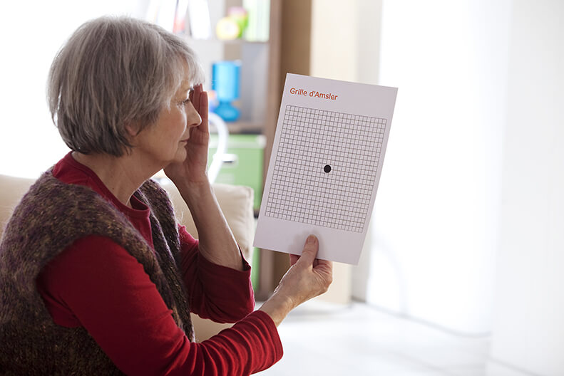 Woman Taking the Amsler Grid Test